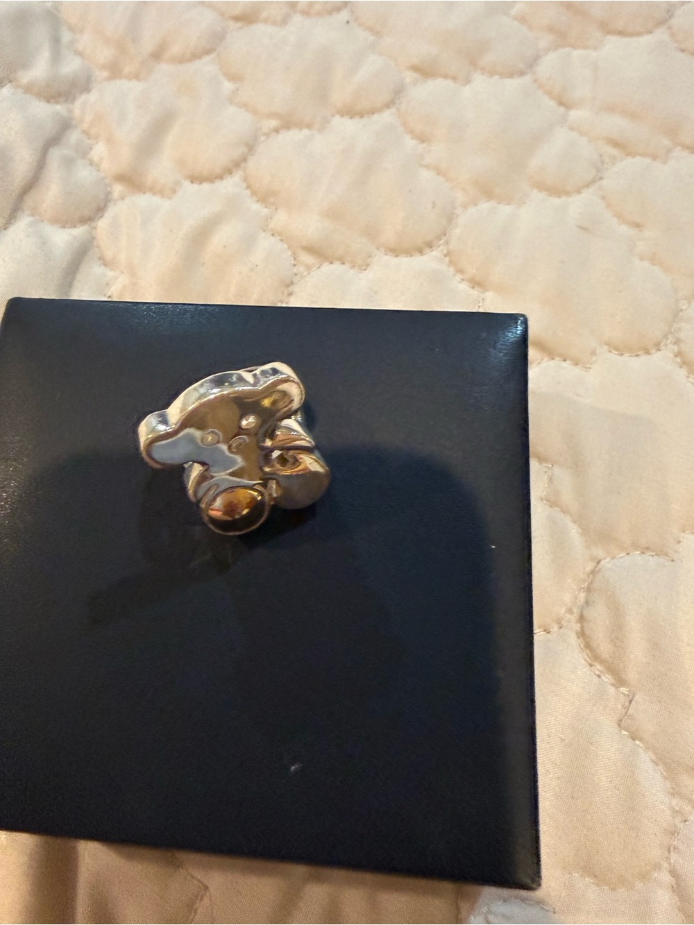 Teddy bear 🧸 ring in silver 926 and 18k gokd Cluster Ring  size 8